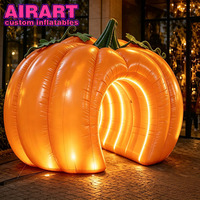 Tunnel gonflable en forme de citrouille avec lumières LED, arche gonflable en forme de citrouille avec lumières