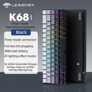 Bàn phím cơ học có thể thay nóng toàn bộ phím K68 Bàn phím di động nhỏ có dây và không dây ba chế độ, máy tính xách tay ngoài để chơi game - Product Image 2