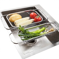 Panier égouttoir télescopique en acier inoxydable 201 pour évier de cuisine domestique - Passoire pour laver les légumes et les fruits