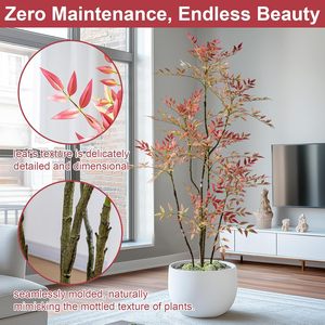 Árbol Artificial de Nandina ZMHLHYJY, Bambú Artificial Realista <span class=keywords><strong>para</strong></span> Interiores con Más de 800 Hojas, Maceta de Cemento, Decoración No Tóxica <span class=keywords><strong>para</strong></span> Hogar y Oficina - Product Image 3