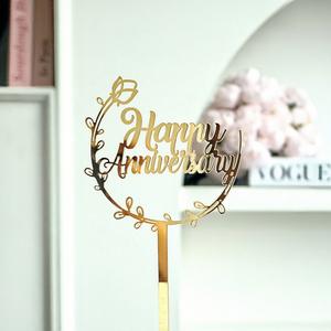 Décoration de gâteau d'<span class=keywords><strong>anniversaire</strong></span> élégante en acrylique en forme de fleur pour célébration d'<span class=keywords><strong>anniversaire</strong></span>, décoration de fête, inscription Joyeux <span class=keywords><strong>anniversaire</strong></span>, idée cadeau romantique - Product Image 2