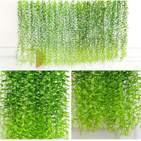Panneaux de plafond décoratifs en rotin de soie, feuilles de saule artificielles, branches, lianes florales, feuillage suspendu pour centres commerciaux intérieurs