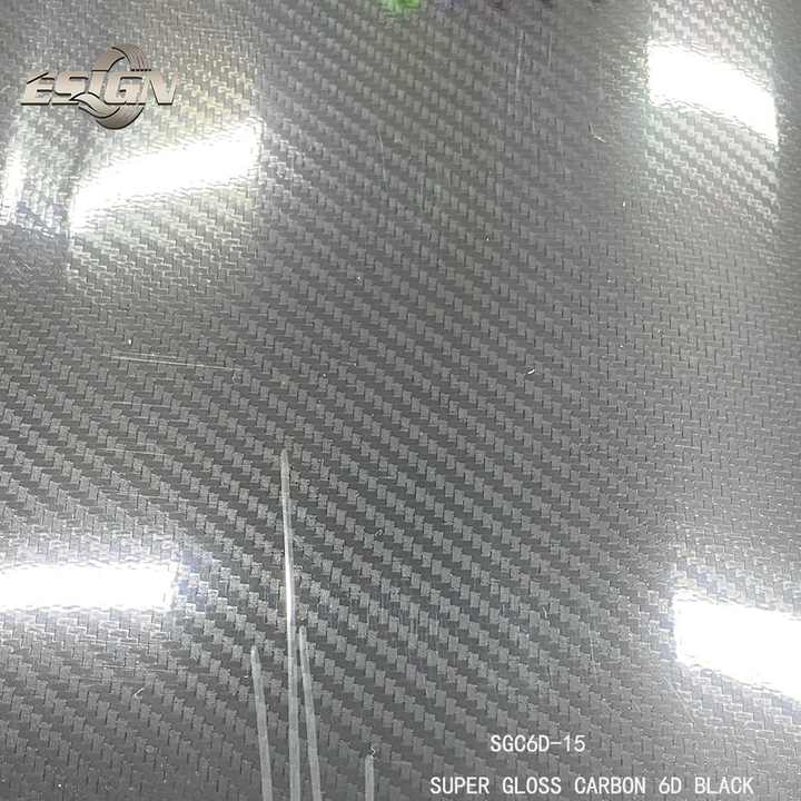 Super Gloss 6D Carbon Fiber Black Car Wrap Vinyl Film Sticker ...