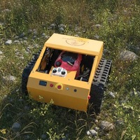 Pengiriman Gratis Murah Mesin Pemotong Rumput Robot RC 550mm Beroda Rantai, Starter Elektrik Bensin, untuk Lereng, Dikendalikan Jarak Jauh