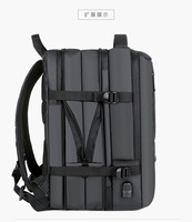 Sac à dos pour ordinateur portable extensible avec port de charge USB, tissu Oxford, grande capacité 17 pouces, sac de voyage pour hommes