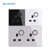 Prise murale multifonctionnelle LangYeao UK 146 avec lumière LED, courant nominal 13A, 2 prises AC, 146 touches, panneau en verre trempé