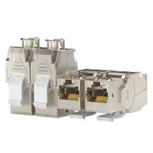 CAT8 Keystone שקע RJ45 מודול שקע אבץ סגסוגת SFTP מלא מגן Toolless נשי CAT8 מודולרי רשת Keystone שקע