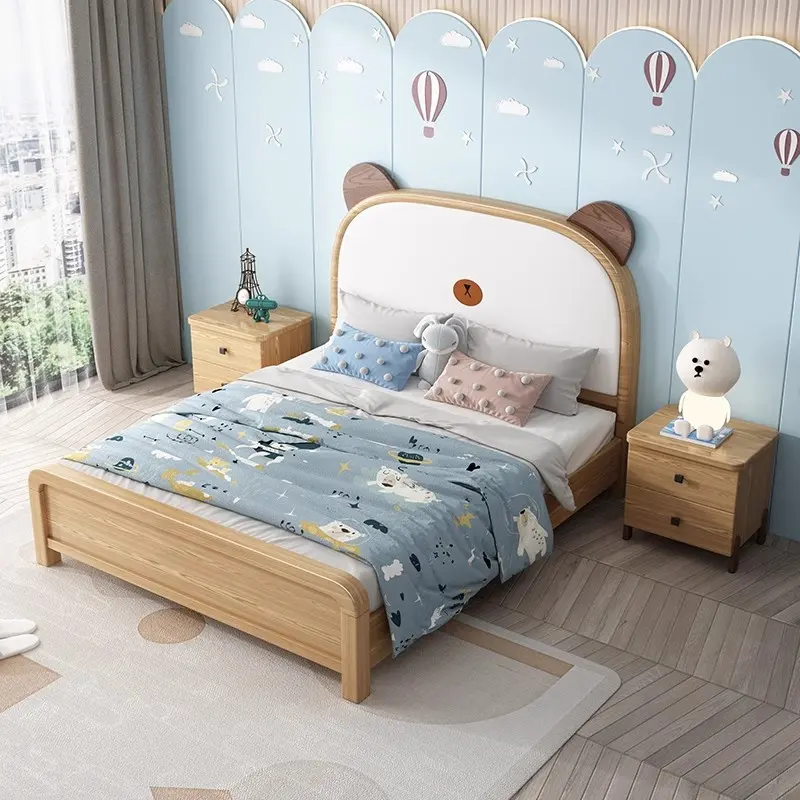 Desenhos animados móvel armazenamento gaveta madeira maciça pernas crianças cama