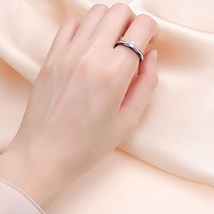White And Black <b>Ceramic</b> <b>Ring</b> 6Mm Prong Setting Zircon Wedding Jewelry Unisex - Product Image 2