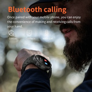 Montre connectée sport homme 100+ fonctions, écran AMOLED, moniteur de fréquence cardiaque, appels Bluetooth, GPS, suivi d'activité, robuste, étanche IP68, pour extérieur, marque privée - Product Image 5