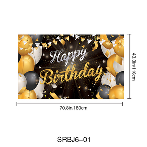 Toile de Fond Joyeux Anniversaire Bannière Affiche Géante en Tissu Scintillant avec Ballons, Fond <span class=keywords><strong>Photo</strong></span> pour Décoration de Fête d'Anniversaire - Product Image 6