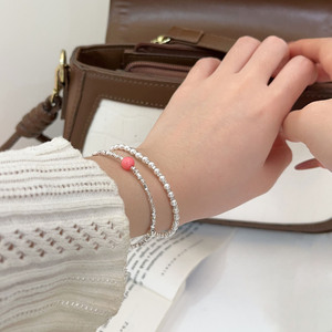 S925 Sterling <b>Silver</b> <b>Beaded</b> Bracelet Pearl Women's Everyday Wear Fashion Jewelry Instagram Style - Product Image 2