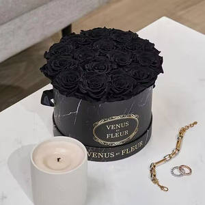 Круглая картонная подарочная коробка с логотипом розы, Подарочная коробка с цветами, упаковка с ленточной ручкой - Product Image 2