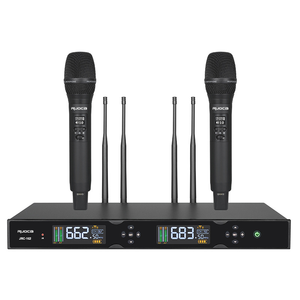 Microphone sans fil UHF numérique véritable avec micro de poche XLR en métal, 4 antennes, portée de 200 m - Product Image 1