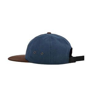 Gorro con visera plana unisex de pana de alta calidad con combinación de colores personalizada, gorra SnapBack de 6 paneles, gorra de estilo deportivo informal para actividades al aire libre - Product Image 2