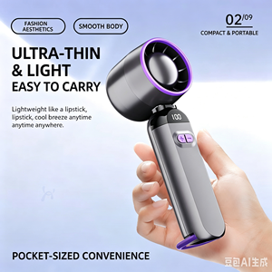 3 in 1 Handheld Turbo Fan High Speed USB Rechargeable <b>Mini</b> Fan Wearable <b>Desk</b> Fan with LED Display Portable Cooling Fan for Home - Product Image 4