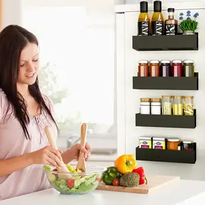 Kitchen 4 Pack Magnetic Spice Rack for Refrigerator, Perfect Space Saving stove shelf Magnetic fridge organizer for Holding Jars
