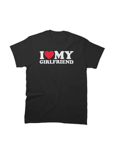 Camiseta de Manga Corta para Hombre, con Estampado de Corazón Rojo, Ecológica, de Secado Rápido, Corte Regular, de Algodón, Marca I Love My Girlfriend - Product Image 1
