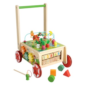 Cubo de Actividades de Madera, Bloque de Asistencia para Caminar, Carro de Empuje Manual para Bebés, Juguete Educativo Temprano - Product Image 4