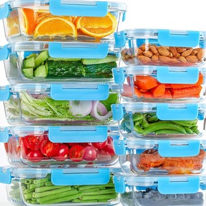 Glass <b>Lunch</b> <b>Box</b> Set 10 Piece Rectangular Sealed Lid Food Storage Container High Borosilicate Glass Office Use - Product Image 3