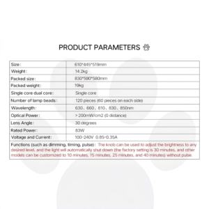 AZURE OEM ODM PDT Infared Dog Cat Pet Crate Terapia de luz roja Carrier Kennel Pet Cage Dispositivo DE SALUD Bed House - Product Image 6