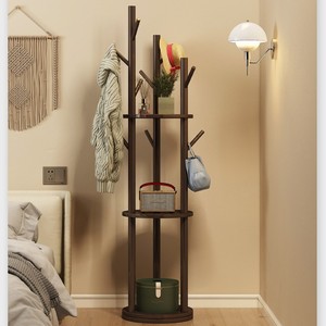 Solid wood coat <b>rack</b>, floor-standing, bedroom <b>clothes</b> <b>rack</b>, clothing storage <b>rack</b>, living room entrance household rotating - Product Image 1