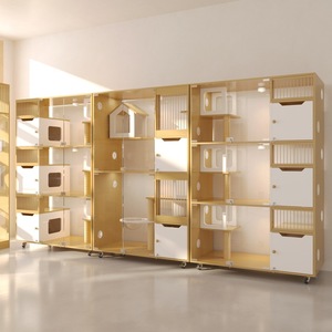 Großes Massivholz Modernes Katzenhaus für Winter und Sommer Wohnzimmer Wasserdicht Langlebig Zoohandlung Zwangsaufnahme Zucht Ausstellung Katzen-Villa - Product Image 1