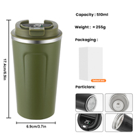 Mug à café isotherme en acier inoxydable 18/8 à double paroi personnalisable de 380 ml et 510 ml avec affichage de la température LED intelligent, anti-fuite, avec couvercle