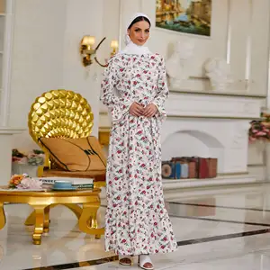 Wholesale Muslim Abaya women floral printed long dress Islamic clothing in dubai