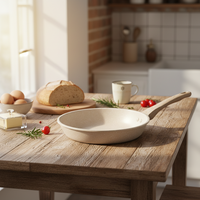 Poêle à frire antiadhésive en aluminium beige moderne de 20 cm, facile à nettoyer, pour cuisinière à gaz