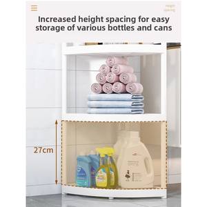 Étagère d'angle mobile à trois niveaux en plastique pour salle de bain, avec rangement pour usage domestique - Product Image 3