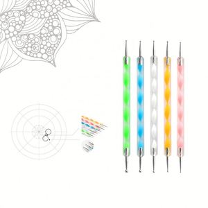 Juego de 5 Herramientas para Decoración de Uñas Mandala, Pluma Doble para Puntear, Herramienta para Recoger Diamantes de Imitación, Suministros para Pintar y Manualidades, Modelo DI0002 - Product Image 1