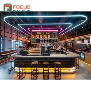 เคาน์เตอร์บริการกาแฟแบบกำหนดเอง ชั้นวางขนมหวาน ตู้เก็บของหน้าเคาน์เตอร์ไม้โอ๊คสีขาว เคาน์เตอร์บริการร้านกาแฟ - Product Image 2