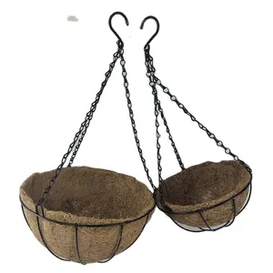 Hot sale Products Hanging Basket With coconut fibre basket Liner Hanging Planters Round Shape Hanging pots