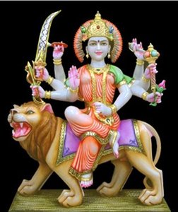 รูปปั้นหินอ่อนสีขาวเทพ Durga - Product Image 6