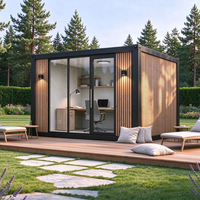 Module de bureau préfabriqué modulaire Europe-Amérique pour jardin, studio de travail en conteneur, revêtement bois, design moderne pour villa et appartement
