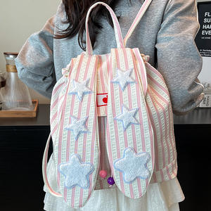 Nuovo <span class=keywords><strong>Zaino</strong></span> Estivo con Orecchie di Coniglio, Grande Capacità, Borsa Scolastica Femminile di Alta Qualità, Fodera <span class=keywords><strong>in</strong></span> Poliestere, <span class=keywords><strong>Tessuto</strong></span> <span class=keywords><strong>in</strong></span> Cotone - Product Image 3