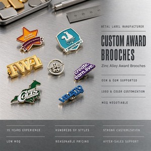 Broche Personalizado con Logotipo, de Aleación de Zinc, con Cristal y Perla, Accesorio de Joyería, Suministro de Fábrica para Camisas, Chaquetas, Mochilas y Sombreros, MOQ Bajo - Product Image 1