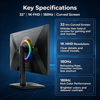 Moniteur incurvé QHD 32 pouces 180 Hz Broadcast Master Control 1K pour PC de jeu avec RGB pour station de travail de post-production cinématographique
