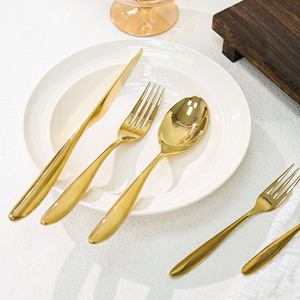 Juego de Cubiertos de Acero Inoxidable, Cuchillo, Tenedor y Cuchara, Acabado Espejo, Estilo Simple, para Restaurante y Hotel - Product Image 1