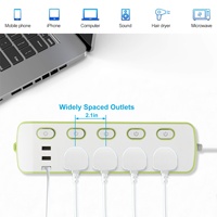 Soket ekstensi USB Universal 4 port, Soket Daya 2m, colokan kustom 3 USB