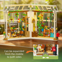 Serre à fleurs en blocs de construction, diorama de scène de jardin, plantes, jouet créatif DIY pour la décoration de la maison et de la chambre, pour filles