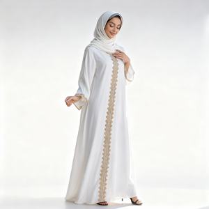 Abaya simple, modeste et tendance, à effet métallique, extensible dans les quatre sens, pour femmes musulmanes, robe décontractée pour tous les jours - Product Image 1