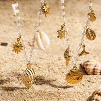 Mode été plaqué or polyvalent attrayant bijoux en acier inoxydable coquille conque pendentif colliers