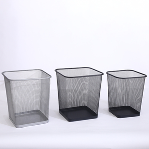 Wiwiçelik ızgara dikdörtgen açık üst atık kağıt sepeti <span class=keywords><strong>Bin</strong></span> siyah Metal çöp tenekesi ofis ev için - Product Image 6