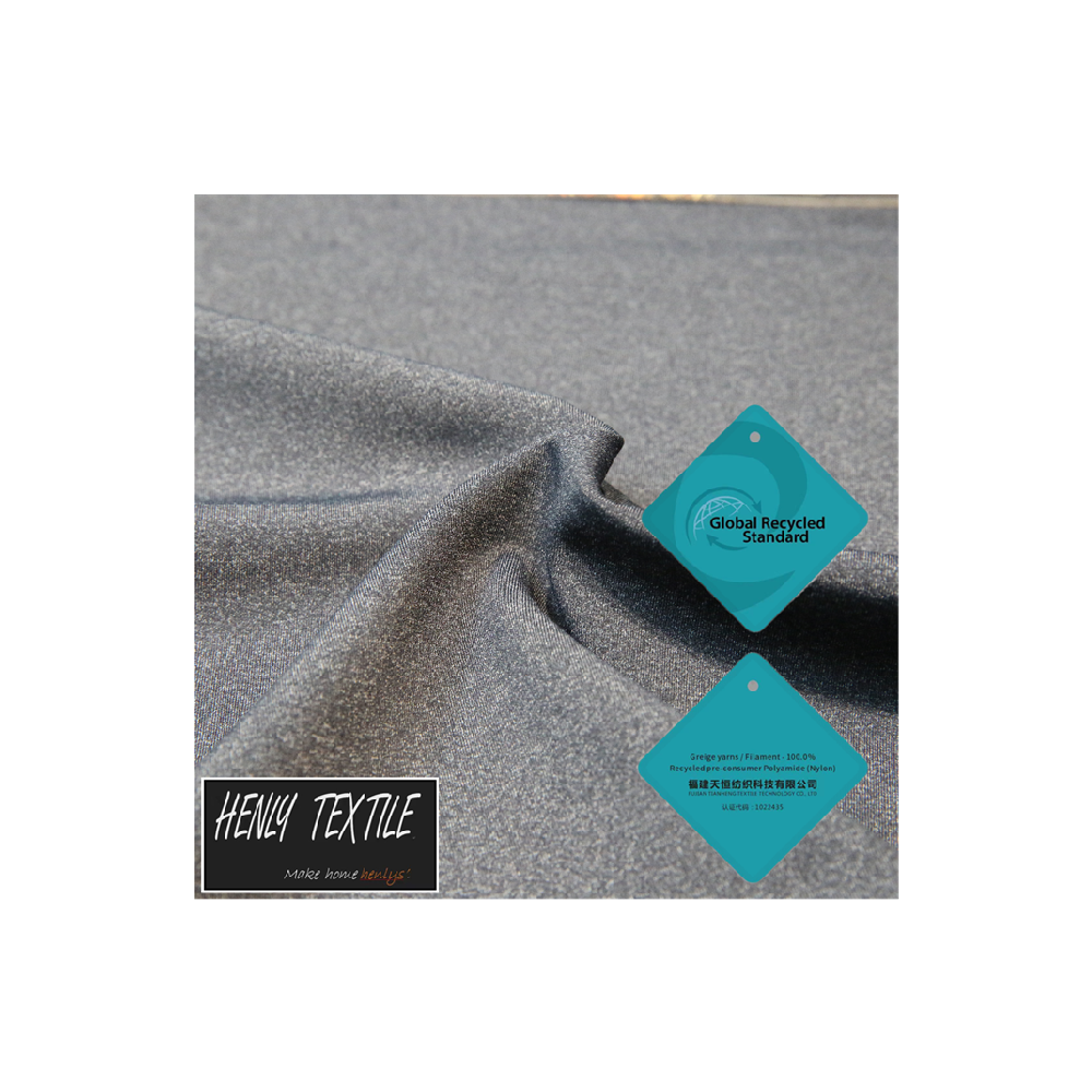 BIODEGRADABLE RECYCLE ECONYL FABRIC 67%RECYCLE POLYAMIDE 12%RECYCLE POLYESTER 21%ELASTANE 330GSM INTERLOCK FABRIC for LEGGING