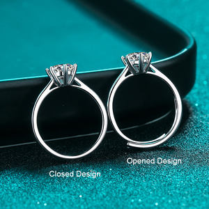 Cincin Pertunangan Pernikahan Eternity <span class=keywords><strong>Promise</strong></span> dari Perak Sterling S925 dengan Zircon Moissanite Klasik Claw Settling - Product Image 3