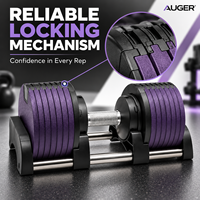 Ensemble d'haltères réglables AUGER Quick Select avec poignée torsadée et plateau de rangement pour la musculation à domicile