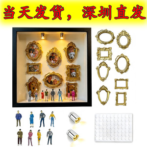 Mini Museum Shadow Box Photo <b>Frame</b> Square <b>Black</b> Resin Vintage Handmade DIY Portrait Display With Lights - Product Image 5