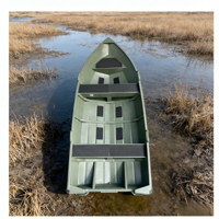 Bateau de pêche en aluminium de 3,3 m avec boîte à batterie (batterie non incluse) pour la chasse au canard, les loisirs, le transport, le travail, bateau à coque en V soudée